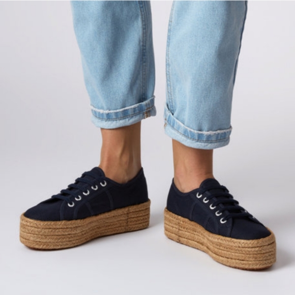 superga raffia wrapped platform sneakers